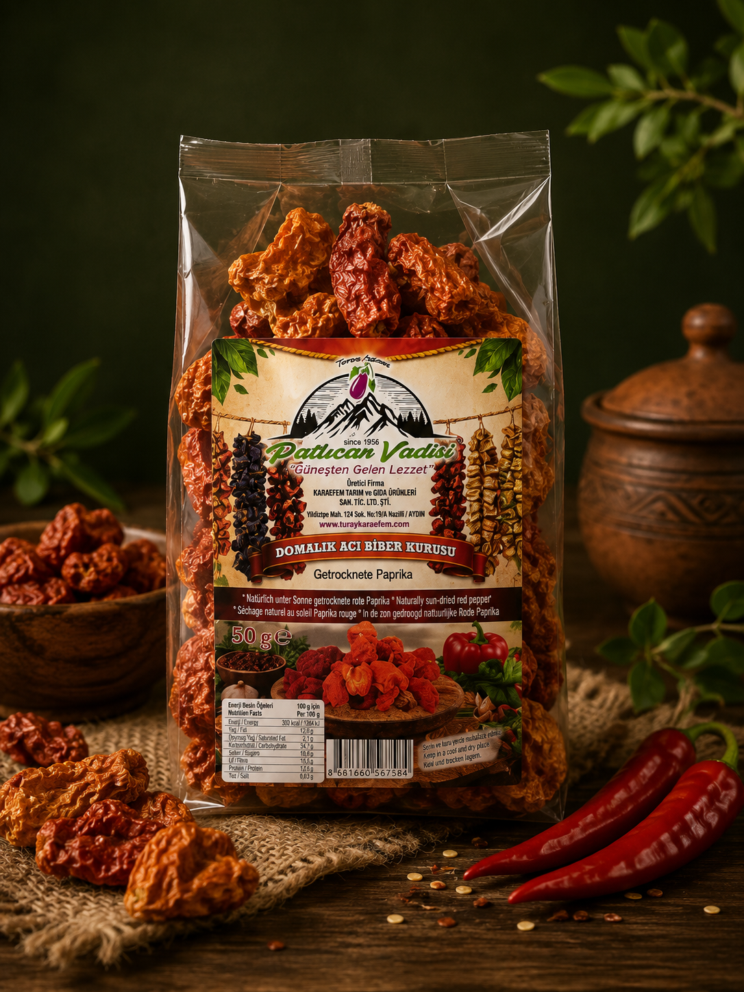 Dolmalık Acı Biber Kurusu 50 gr / Gedroogde Pittige Paprika 50 gr