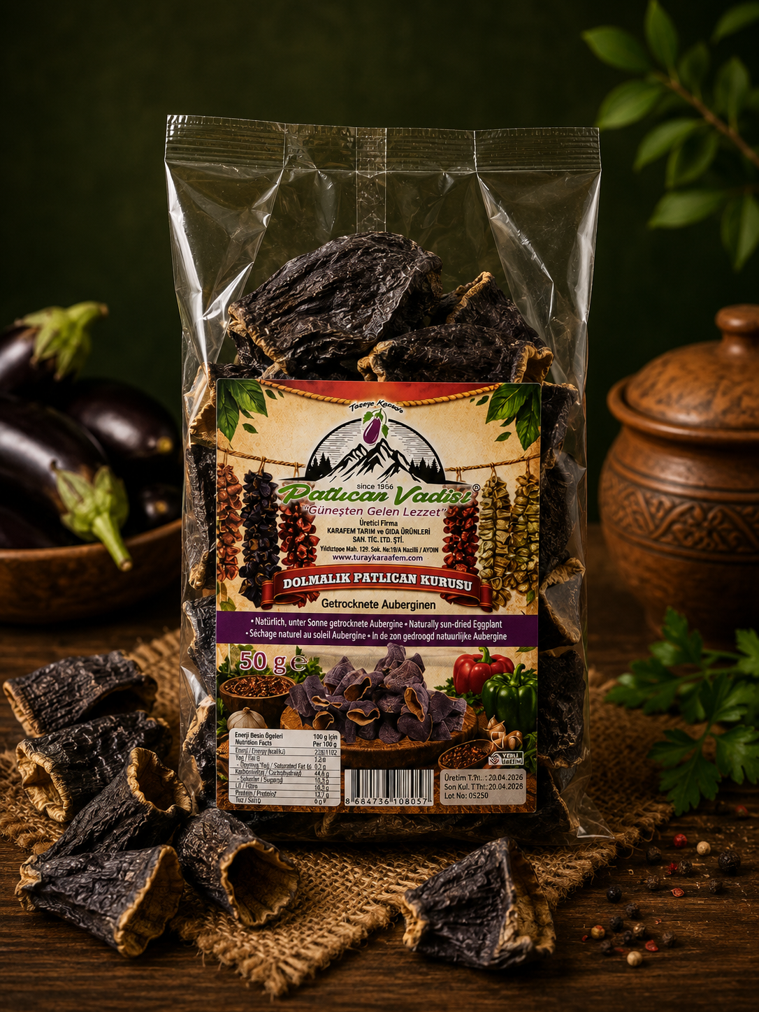 Dolmalık Patlıcan Kurusu 50 gr / Gedroogde Aubergine 50 gr