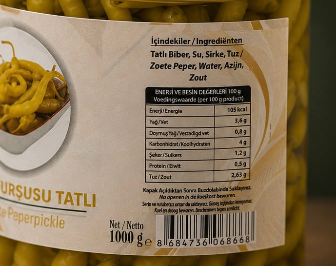 Tatlı Biber Turşusu 1 kg / Ingelegde Zoete Paprika 1 kg