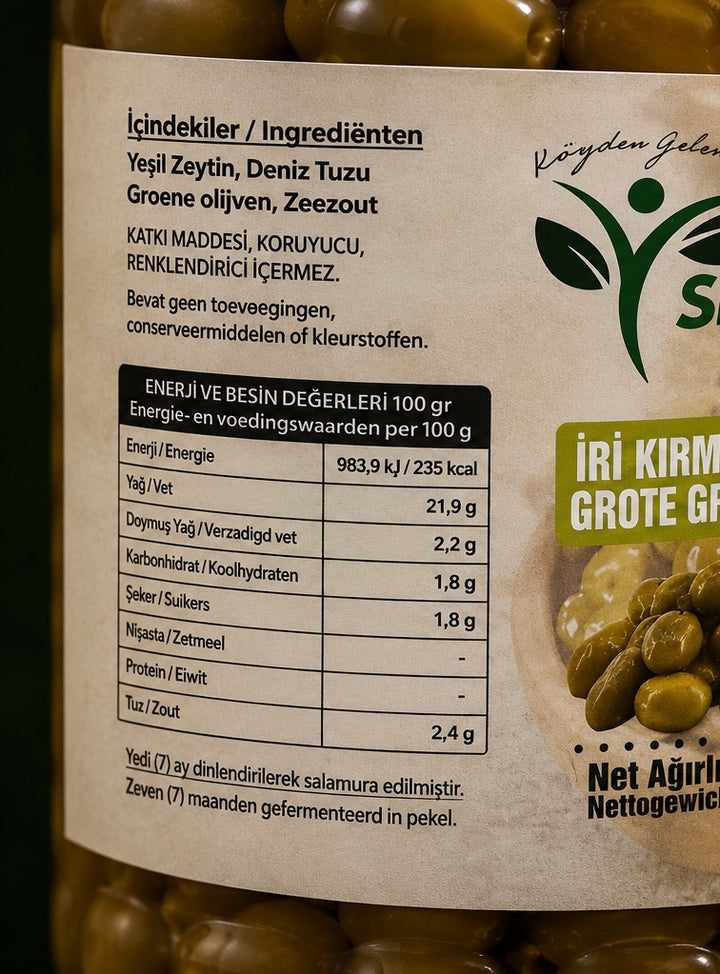 Yeşil Kırma Zeytin 1 kg / Groene Gebroken Olijven 1 kg