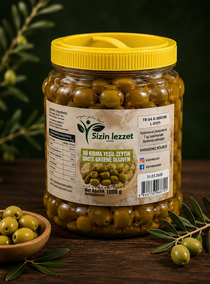 Yeşil Kırma Zeytin 1 kg / Groene Gebroken Olijven 1 kg