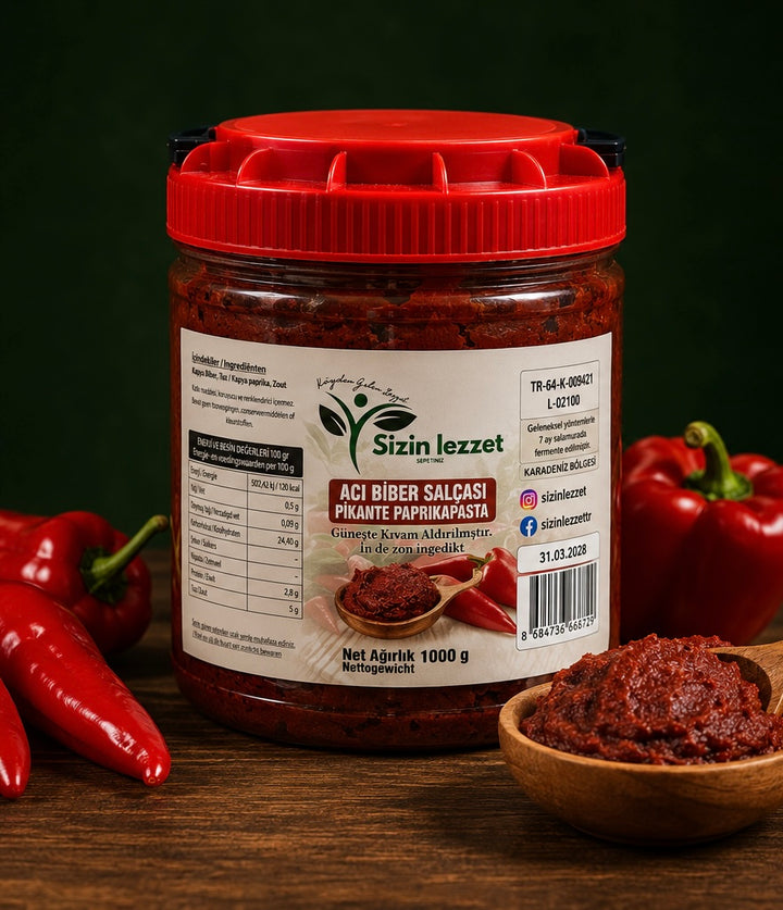 Ev Biber Salçası Acı 1 kg / Pittige Paprikapasta 1 kg
