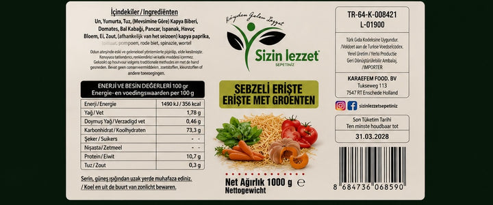 Sebzeli Erişte 1 kg / Groentenoedels 1 kg